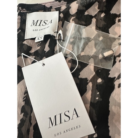 New MISA Los Angeles Top Women's‎ XS Sheer Long Sleeve Designer Career Cóctel - Picture 4 of 10